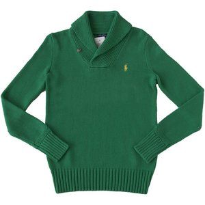 NEW Polo Ralph Lauren Fishermans Shawl Collar Sweater!  Green With Yellow Player